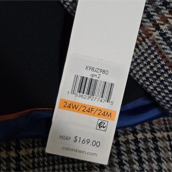 Calvin Klein Plaid Tweed Academia Faux Pocket Blazer Jacket Plus Size 24‎ W New! - Picture 11 of 13